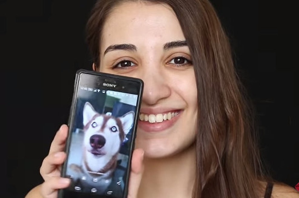 Strašljivo: Z ličili se je spremenila v svojega haskija (foto: Youtube)