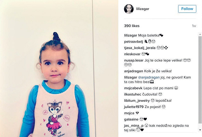 … ob kateri je Lili zapisala "Moja baletka", a kot smo prebrali v reviji Story Inja še ne hodi na …