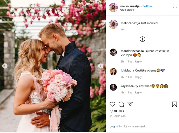 Pretekli vikend smo na Instagramu presenečeno ugotovili, da sta se poročila "Malinca" Nastja Kramer in Filip Pesek, marketinški navdušenec in …
