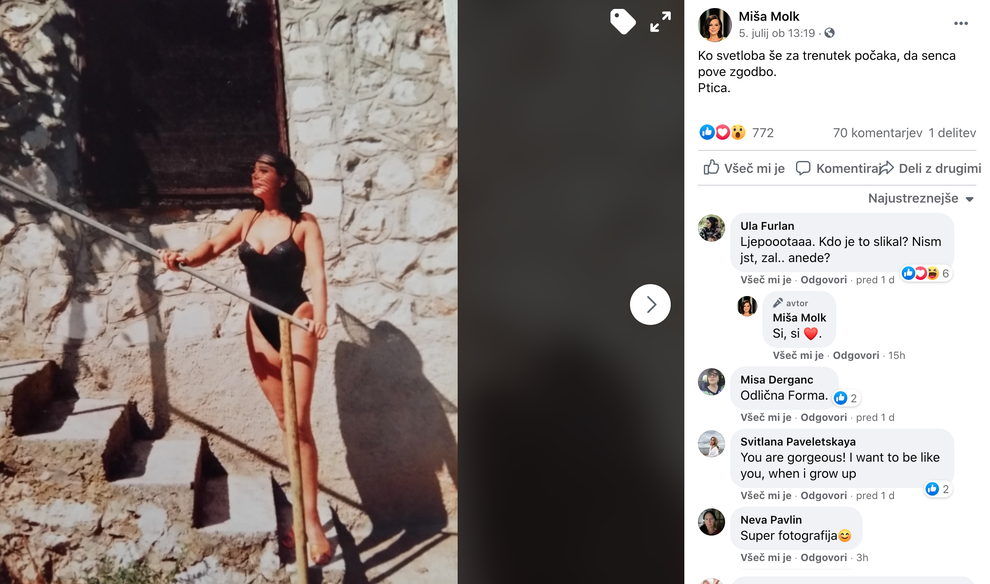 👉Čisto HU-DA, se strinjaš? Miša je pri svojih 65 letih še vedno prava fatalka, v črnih enodelnih kopalkah pa tudi …