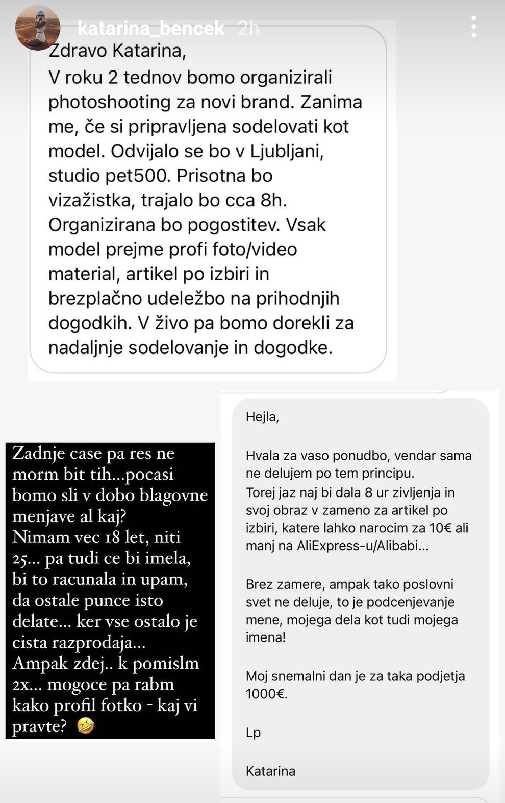 Kot je razvidno iz zgornjih sporočil, se ji je namreč oglasilo podjetje, ki je od nje v zameno za nekaj …