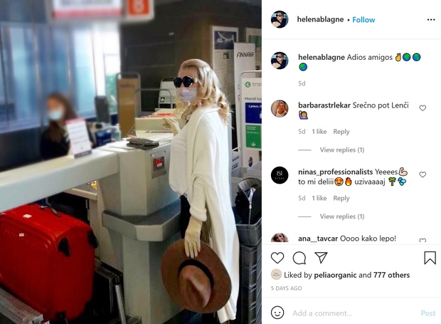Pred dnevi se je takole z letališča poslovila od svojih Instagram sledilcev ...