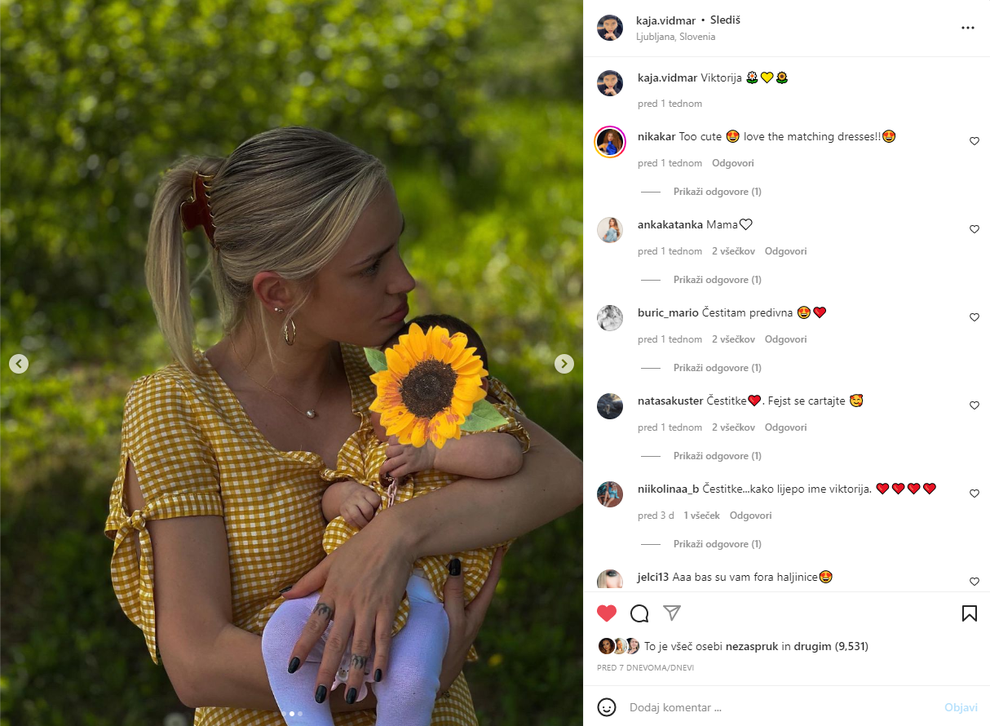 Kaja Vidmar, ki naj bi bila v zvezi s Šimetom Vrsaljkom, je na Instagramu delila že več fotografij hčerke, ki …