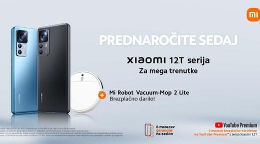 Začela se je fantastična ponudba prednaročil - ob nakupu katerekoli naprave iz serije Xiaomi 12T prejmeš Mi Robot Vacuum-Mop 2 Lite (foto: Xiaomi)