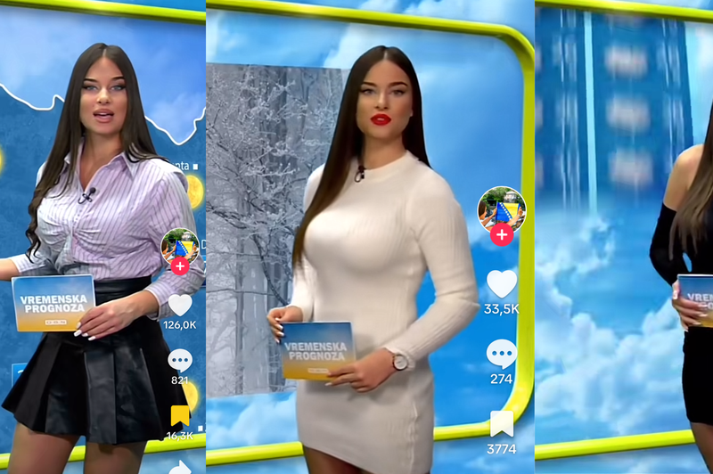Nora Šahinpašić, ki šteje le 20 let, že več kot leto dni vodi vremensko napoved na bosansko-hercegovski televiziji OBN. (foto: Screenshot/TikTok)