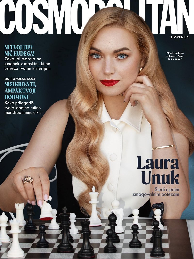 Prav posebna nova številka revije COSMOPOLITAN: Naslovnico krasi naša šahovska velemojstrica Laura Unuk (foto: Cosmopolitan)