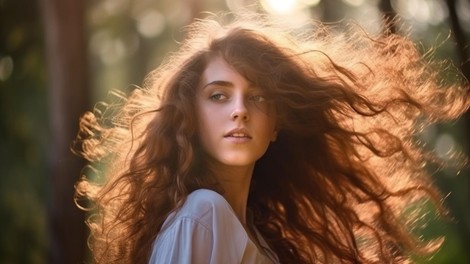 ženska, kodri, narava