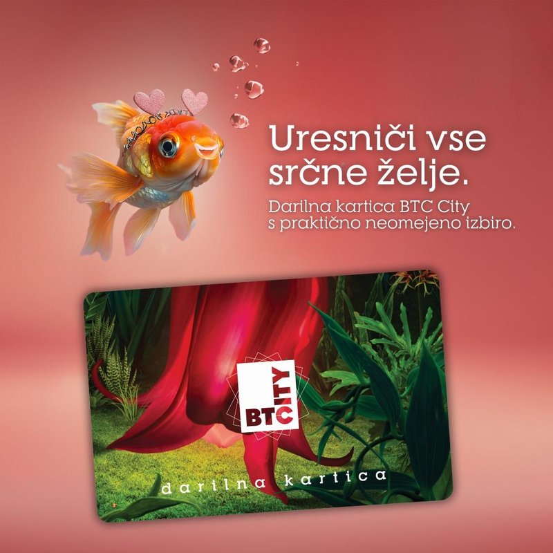 Zlata ribica lahko uresniči le tri želje. Darilna kartica BTC City pa vse!