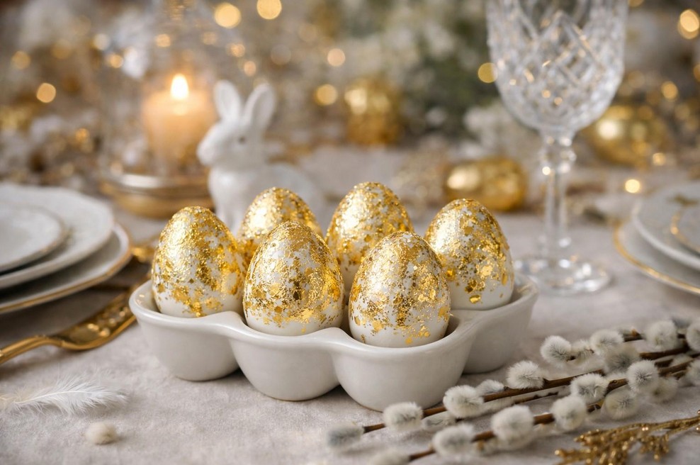 Zlata velikonočna jajca (foto: AI/ChatGPT)