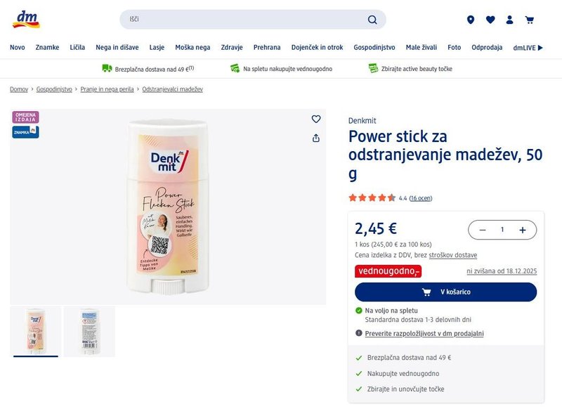 dm Power stick za odstranjevanje madežev